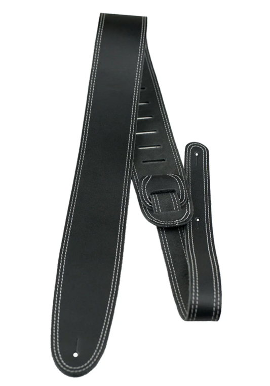 PERRI'S 2.5" DOUBLE-STITCH LEATHER STRAP - BLACK