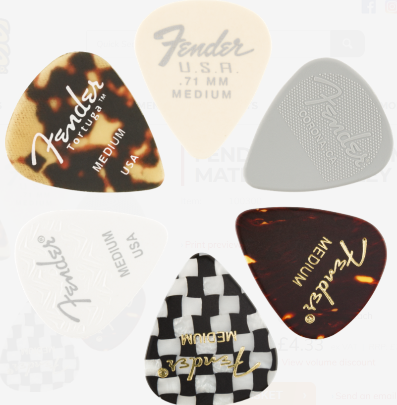 FENDER 351 MEDIUM MATERIAL MEDLEY PICKS X 6