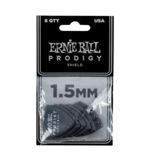EB PRODIGY PICKS 6-PACK 1.5MM BLACK SHIELD
