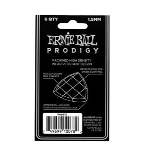 EB PRODIGY PICKS 6-PACK 1.5MM BLACK SHIELD